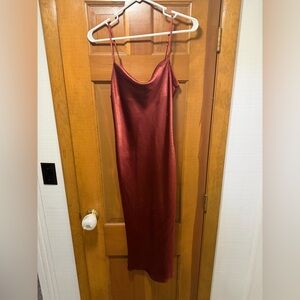 Lulus Rust Satin Slip Dress – Size M
